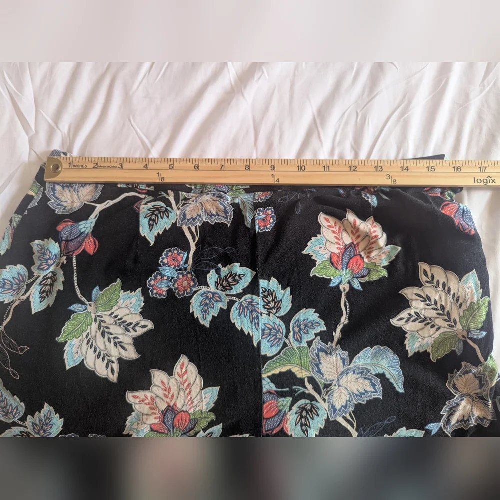 🖤 Pure Jill Pants Floral Black Pink Blue Comfy Soft Wide Leg Flare